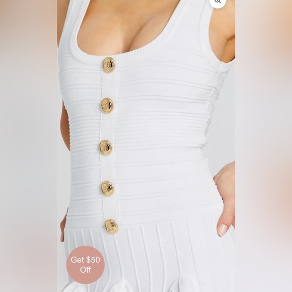 Elegant White Button-Front Dress - Picture 4 of 8